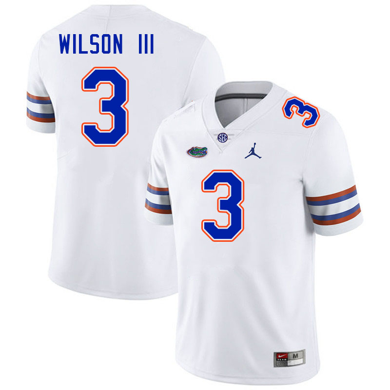 Men #3 Eugene Wilson III Florida Gators College Football Jerseys Stitched-White